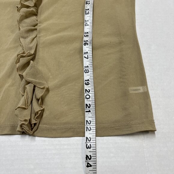 Vintage‎ New York & Company Top Womens M Tan Sheer Ruffle Front Tank Whimsigoth - Picture 6 of 8